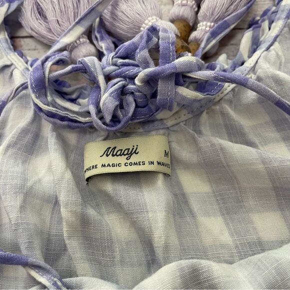 Maaji Seersucker Magnolia Short Dress Purple White Size M - Picture 6 of 9